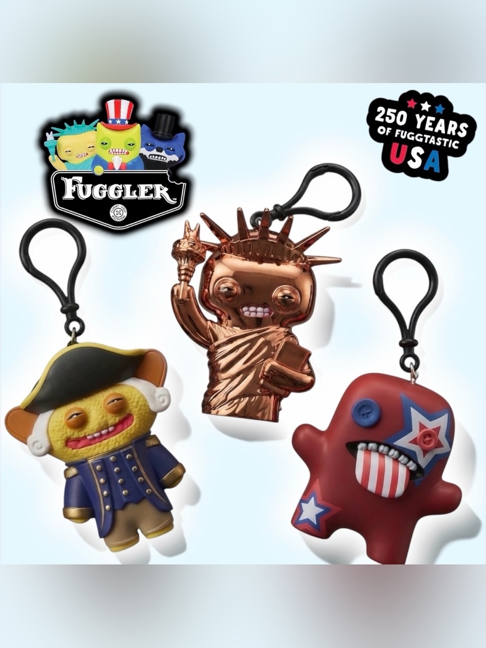 Fuggler USA 250th Anniversary Lady Liburpy Metal Keychain Lot 3